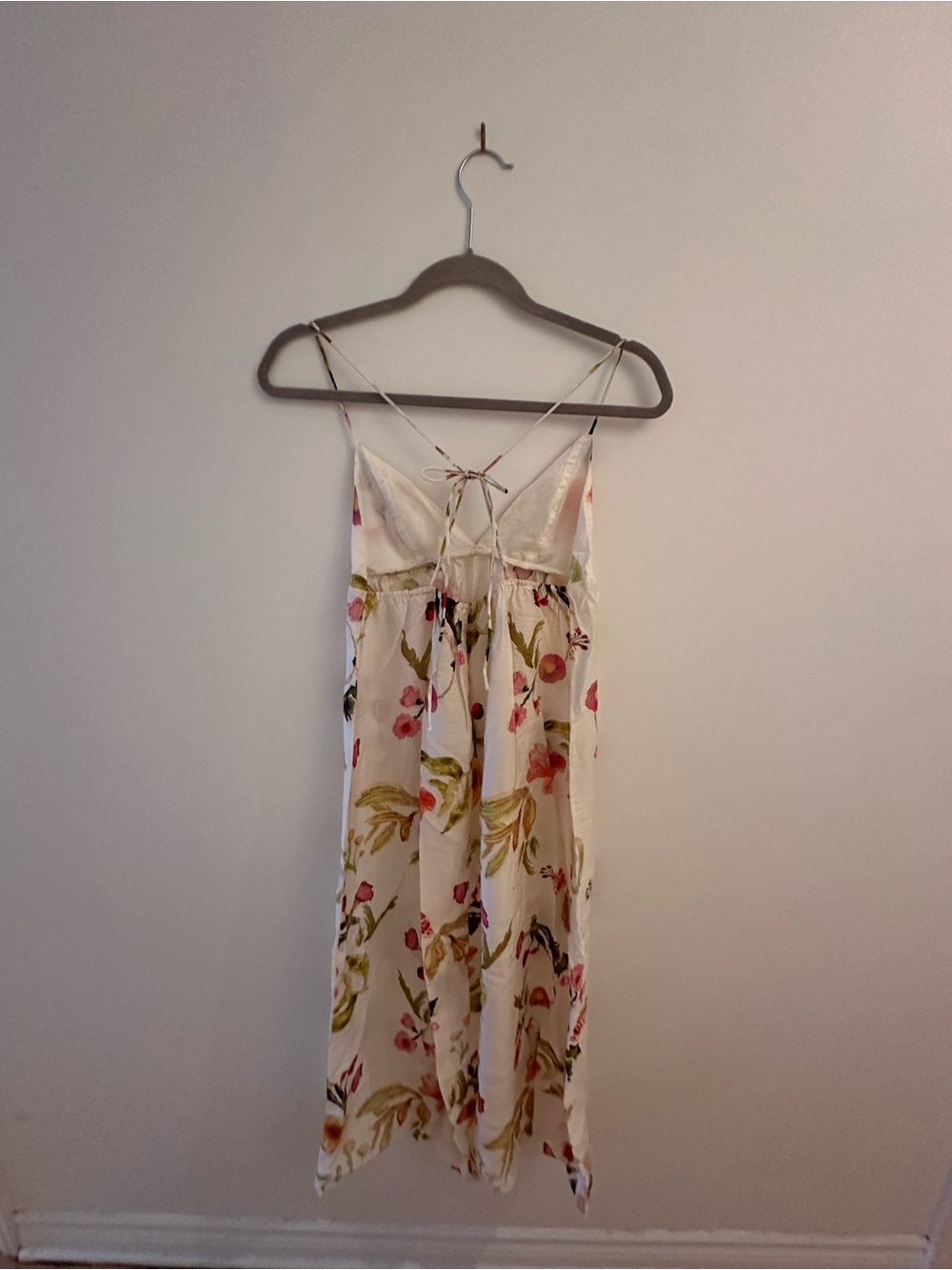 Floral Dress in Cream with Pink & Green
